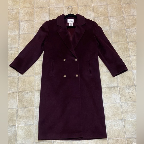 Vintage Worthington Burgundy Wool Blend Coat Size 8A Made By USA - Picture 3 of 16